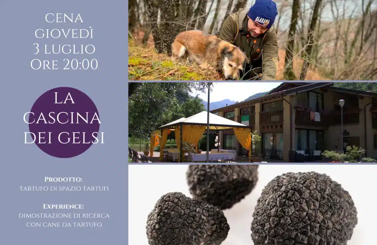 Cena al Ristorante la Cascina dei Gelsi e dimostrazione di ricerca con cane da tartufo