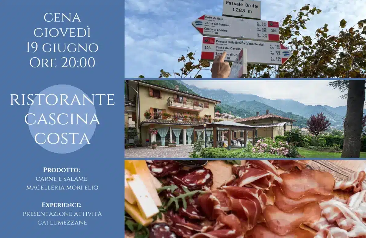 Cena al Ristorante Cascina Costa e presentazione delle attività del CAI Lumezzane