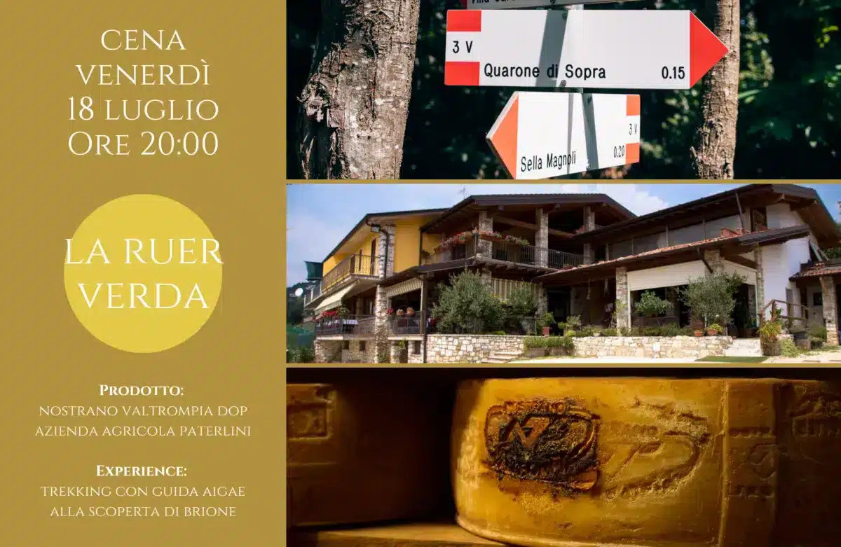 Cena all'agriturismo La Ruer Verda e trekking con guida AIGAE alla scoperta di Brione
